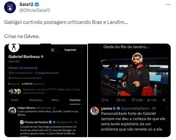 Polêmica: Gabigol curte postagens contra diretoria do Fla