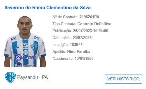 Nino Paraíba é autorizado a estrear com a camisa do Paysandu