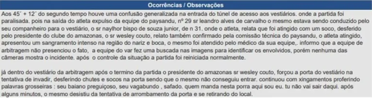 Súmula atesta que presidente do Amazonas agrediu Naylhor