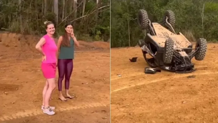 Biah Rodrigues capota carro em sítio