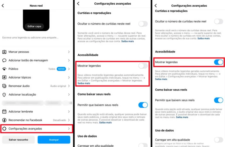 Como ativar legendas automáticas nos vídeos do Instagram