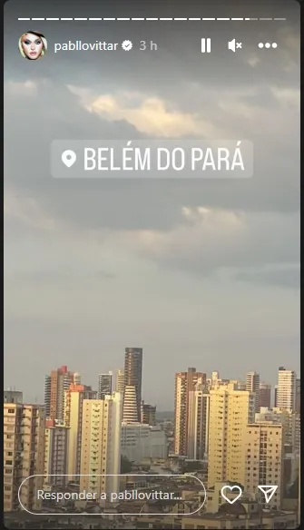 Pabllo compartilhou storie já na cidade