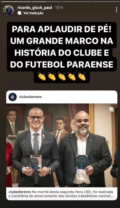 Ricardo Gluck Paul usou as redes sociais para parabenizar o Leão Azul