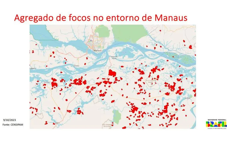 Agregado de foco no entorno de Manaus.