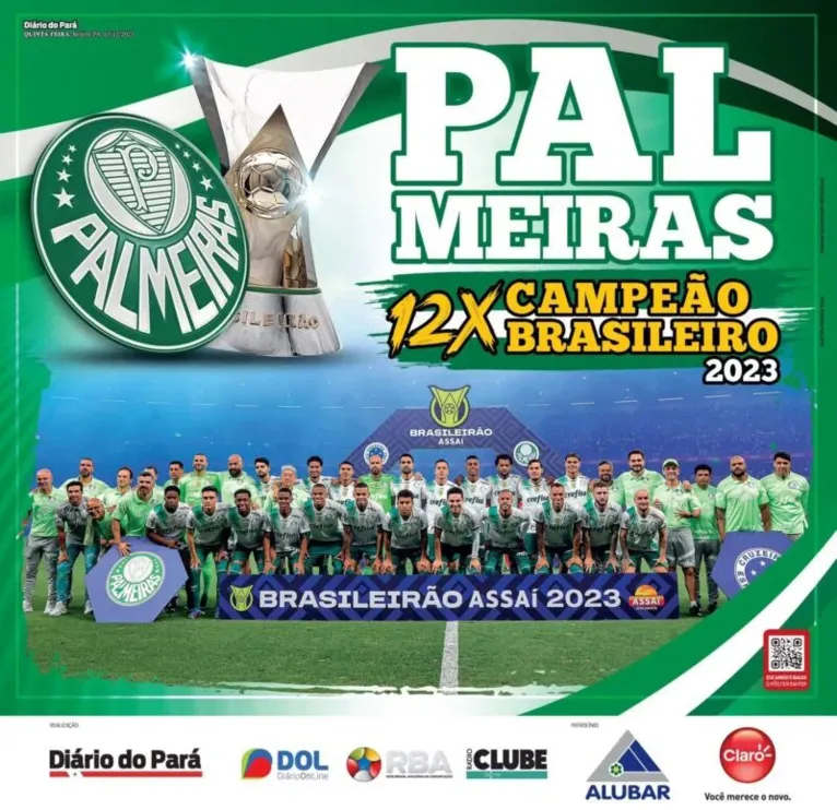 Pôster do Palmeiras campeão brasileiro de 2023.