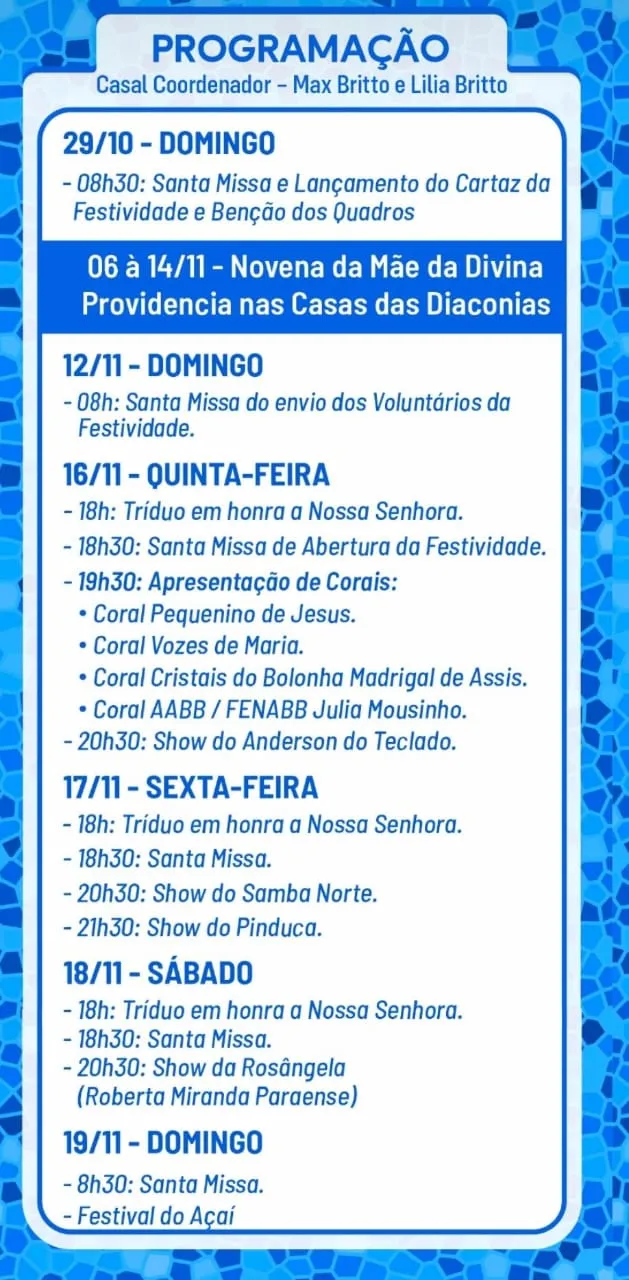 Comunidade realiza Festividade da Divina Providência