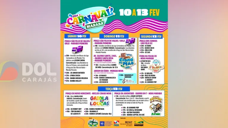 Carnaval 2024: blocos prometem animar foliões em Marabá