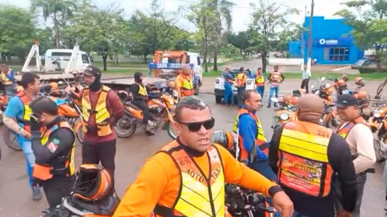 Mototaxistas também se uniram para fazer o protesto