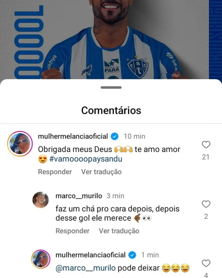 Comentário de Andressa Soares chamou a atenção dos internautas