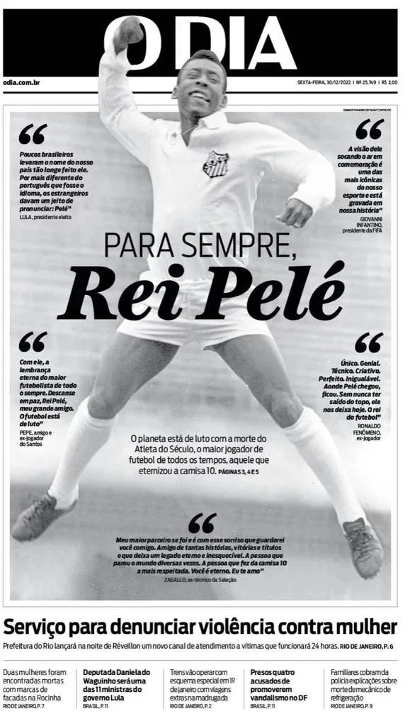 Morte de Pelé, um ano depois: relembre 30 capas de jornais