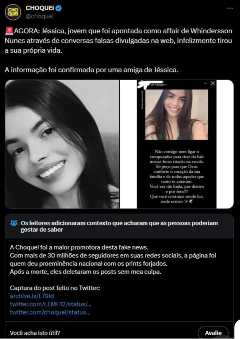 Perfil da Choquei está sendo checado em todos os posts por internautas. Página excluiu os posts relacionados