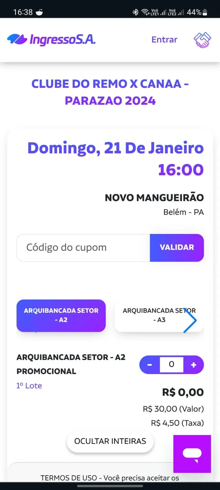 Site anuncia venda de ingressos para Clube do Remo X Canaã