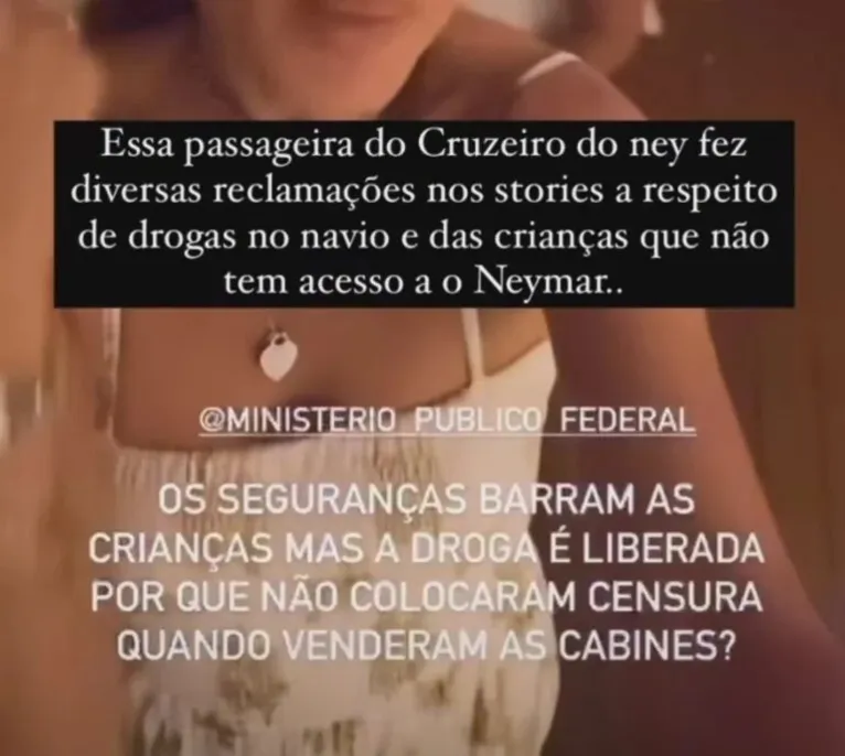 Empresária denuncia o uso de drogas em cruzeiro de Neymar