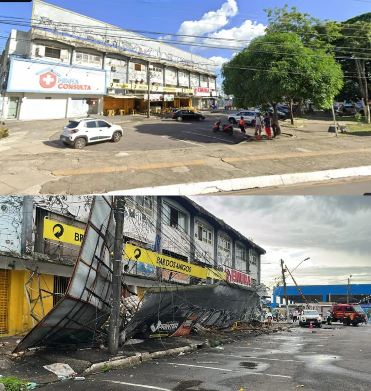 Estrutura do outdoor ficava na parte superior da fachada do prédio