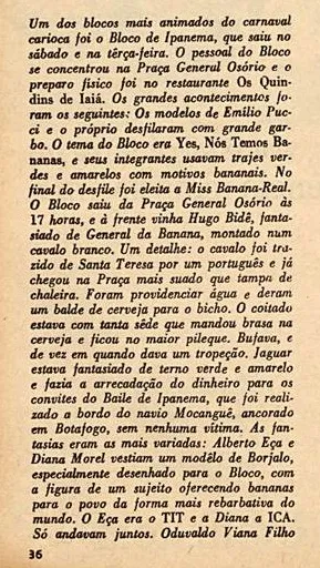 Citação do Bloco de Ipanema na revista carioca O Cruzeiro (1968)