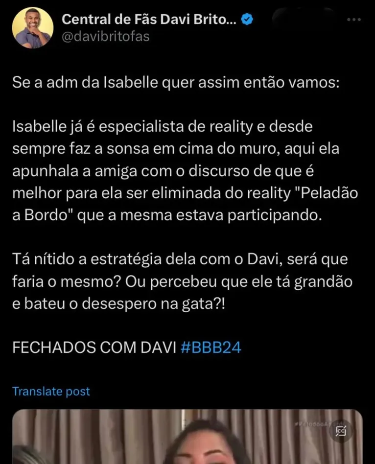 Mentira! A informação falsa foi publicada em um perfil de torcedores de Davi.