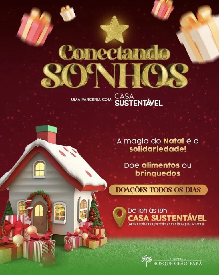 O Natal do Shopping Bosque Grão-Pará também terá caráter solidário.