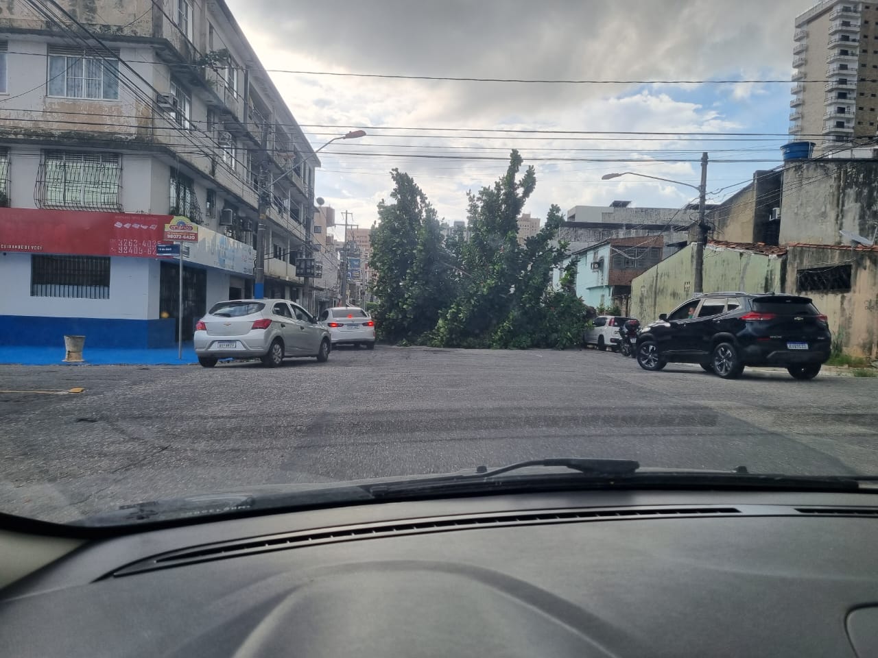 Árvore cai e atinge carro no bairro do Umarizal, em Belém 