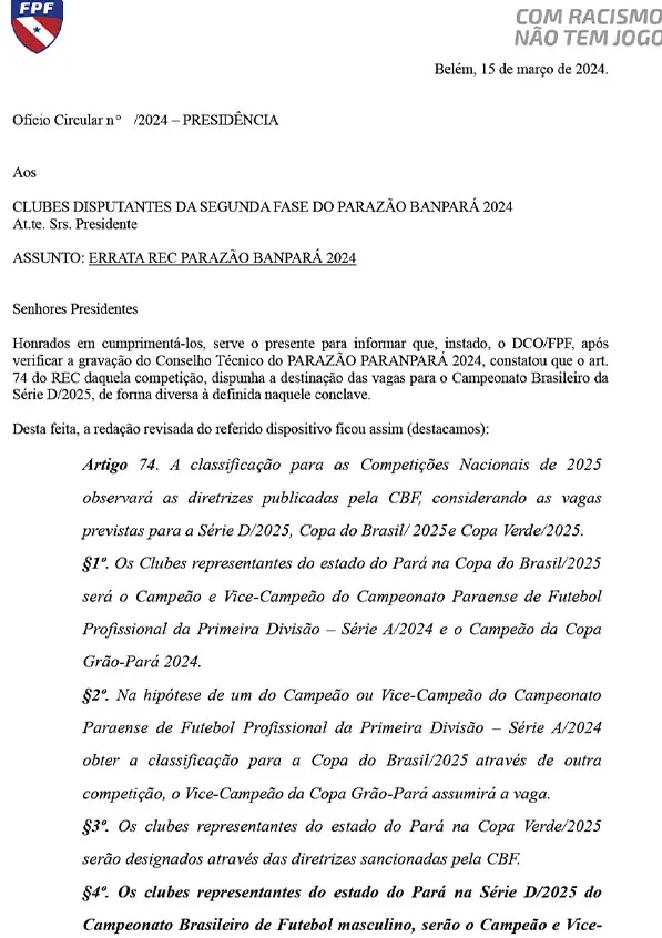 Polêmica: FPF quer mudar os classificados da série D