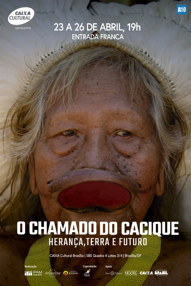 "O chamado do cacique: uma jornada de resistência, diálogo e esperança. Não perca a estreia deste emocionante documentário na Caixa Cultural Brasília, dia 23/04. Uma celebração da cultura e dos direitos dos povos indígenas.