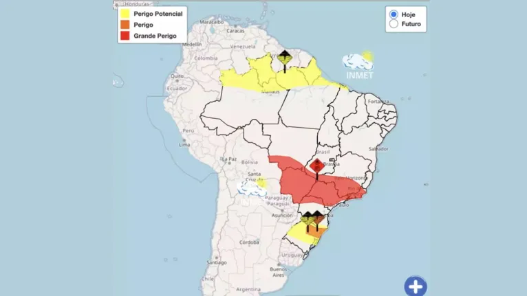 Inmet emitiu alerta de perigo para as tempestades da região Sul