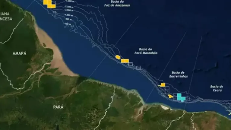Os indícios de petróleo passam pela bacia Pará-Maranhão.