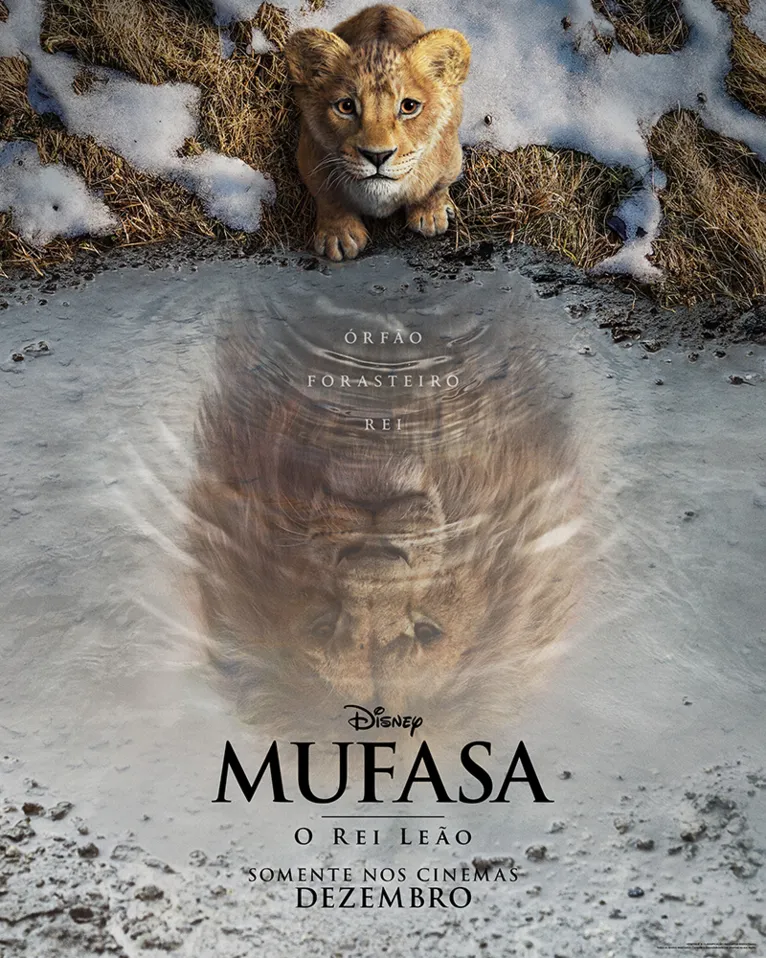 "Reviva a magia da savana. Não perca o épico retorno do Rei Leão em Mufasa: O Rei Leão, em breve nos cinemas!