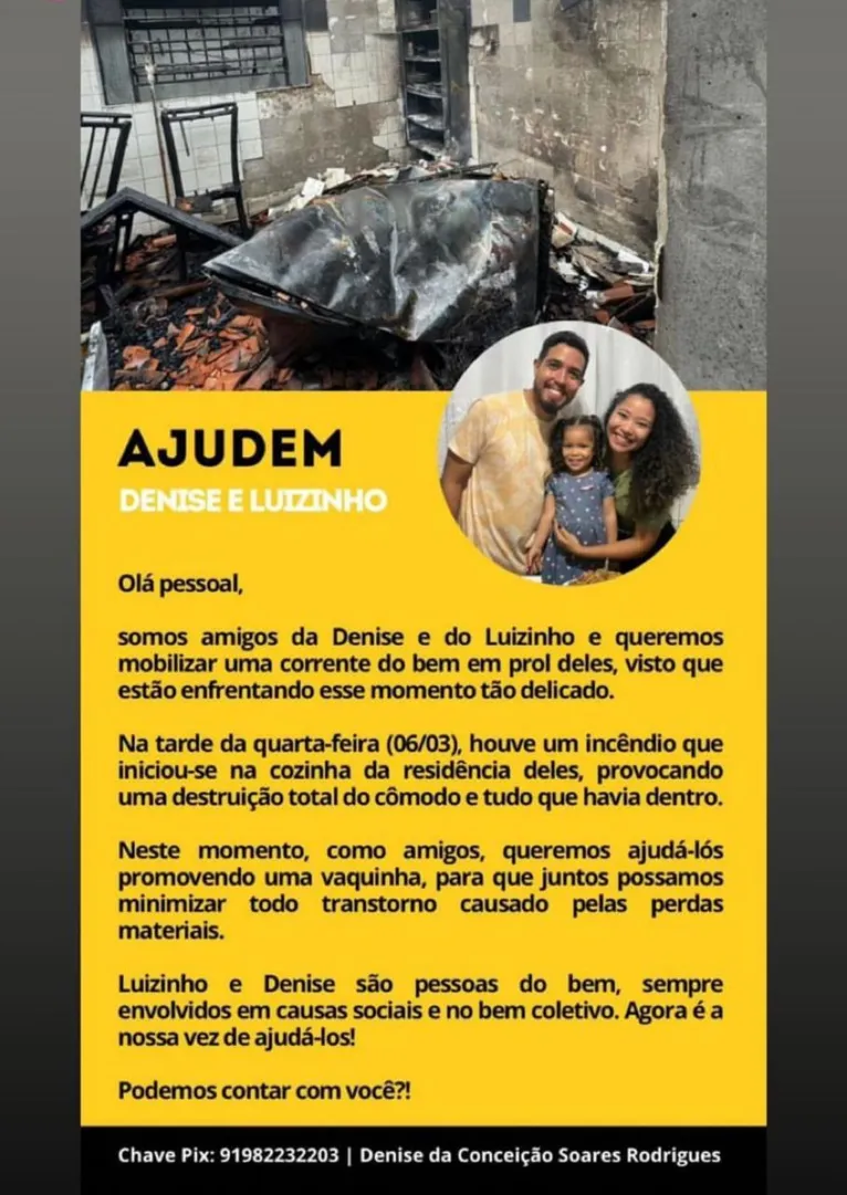 Casal tem casa destruída em incêndio e precisa de ajuda