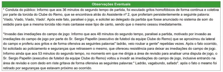 "Ladrão! Safado!": executivo do Remo é citado em súmula