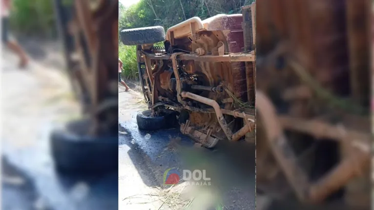 O condutor foi projetado para fora da cabine e foi esmagado pelo próprio veículo, o que leva a deduzir que ele estava sem o cinto de segurança.