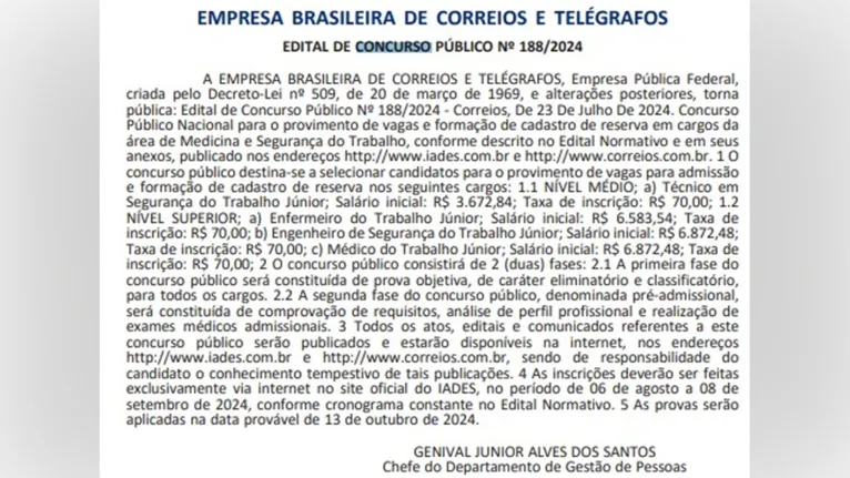 Salários de até R$ 6.872 nos Correios! Veja como concorrer!