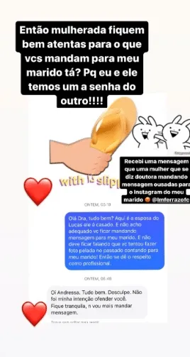 Urach se revolta com mensagens ousadas que o marido recebe