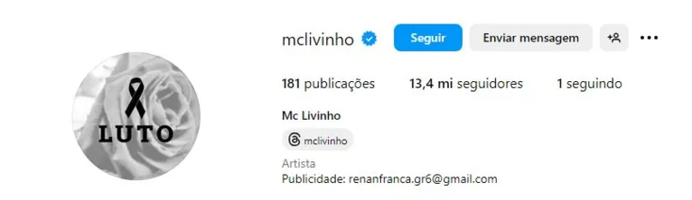 O cantor alterou a foto de perfil em uma das redes sociais