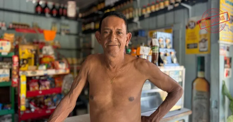 Clenilton, de 62 anos, é agricultor e cliente da mercearia Jaguaruana há 35 anos