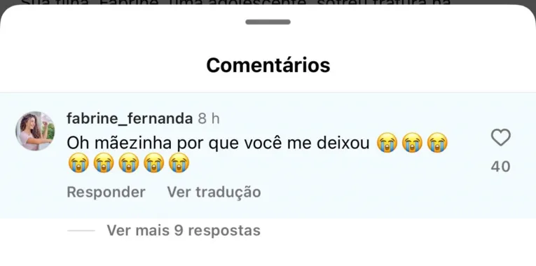 Resposta da adolescente em postagem de página de Rio Maria confirma a morte de Leidiane