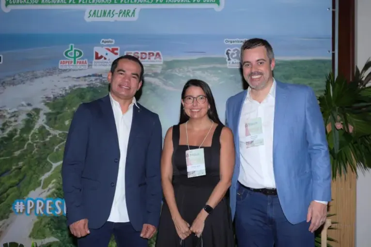 Deputado Federal Stélio Dener; Defensora Pública Vanessa Maria de Matos e o Defensor Público Bruno Braga, presidente da Associação das Defensoras e Defensores Públicos do Estado do Pará (ADPEP).