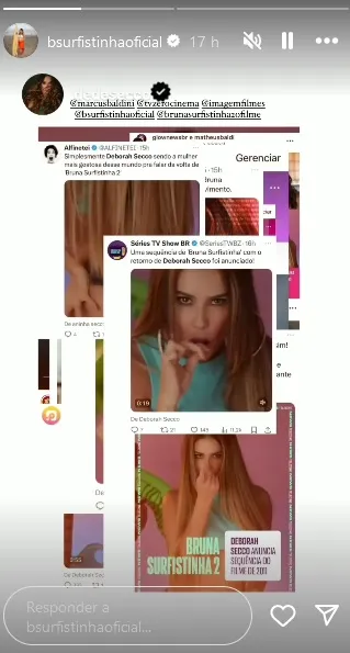 Raquel Pacheco compartilhou nas redes a sequência do longa protagonizado pela atriz Deborah Secco.