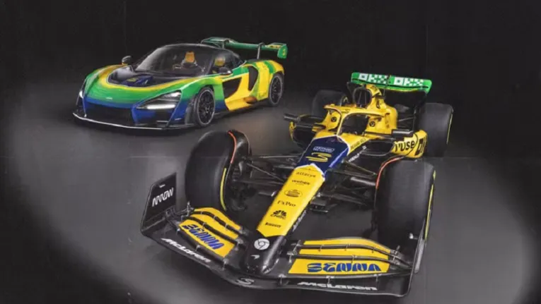 Arte mostrando com será a pintura especial em homenagem a Ayrton Senna.