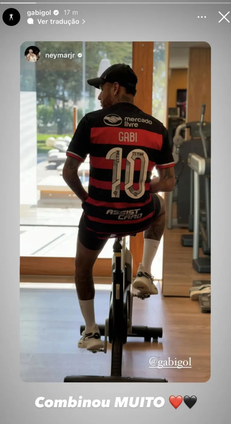 Gabigol repostou a publicação de Neymar stories e fez um comentário sugestivo.