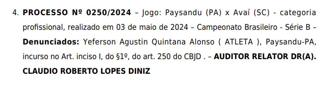 Zagueiro do Paysandu será julgado por expulsão na Série B