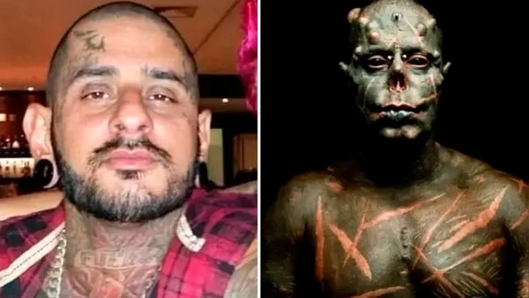 Antes e depois do tatuador Diabão