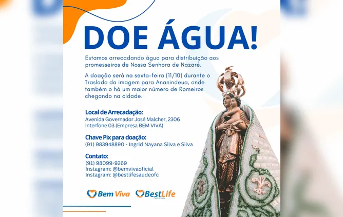 Campanha de amigos Bem Viva pede doação de água