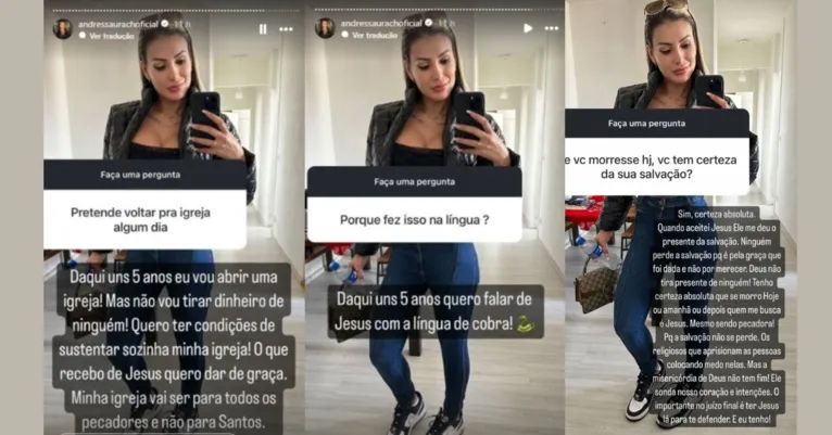 Andressa Urach diz que pretende abrir igreja para pecadores