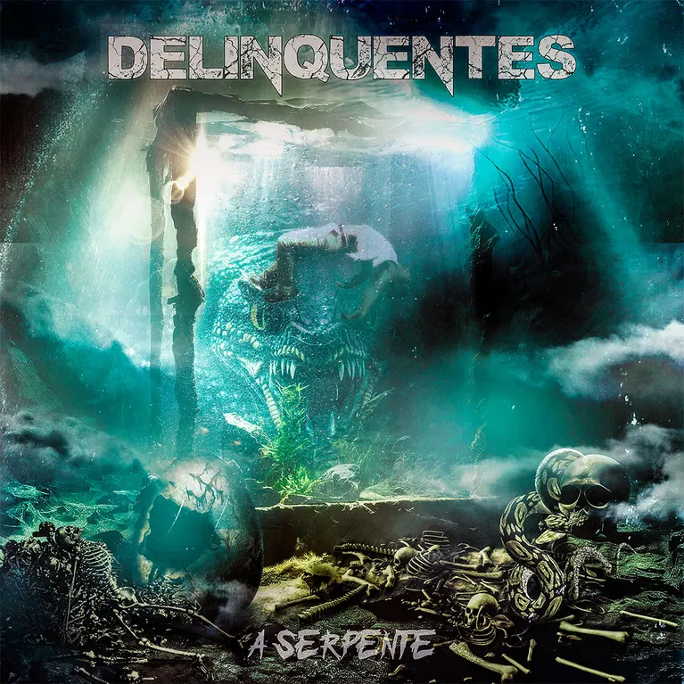 Capa de "A Serpente", o novo álbum da Delinquentes, que combina arte visceral e crítica política, refletindo o clima de resistência e contestação da banda.