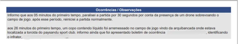 Árbitro cita “copo” no gramado em jogo do Paysandu