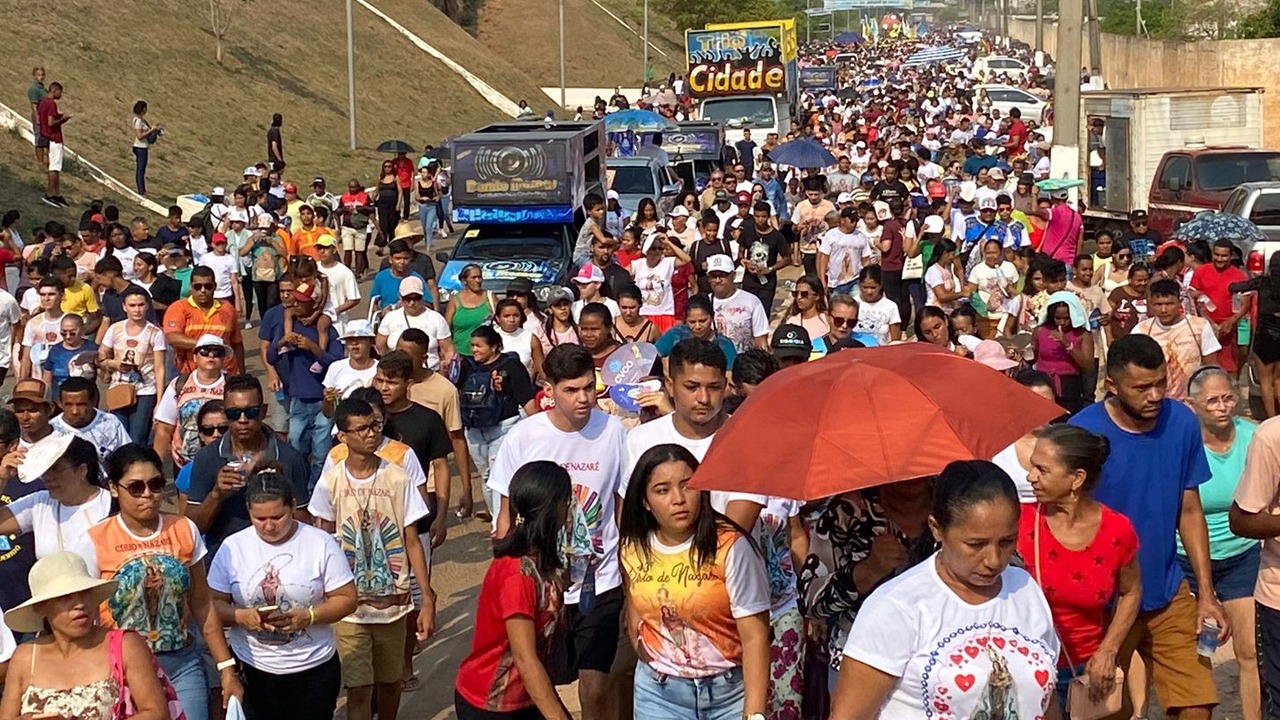 A romaria, que teve início às 7h e percorreu 7,5 quilômetros, chegou ao Santuário de Nazaré, na Folha 16, por volta das 11:40.