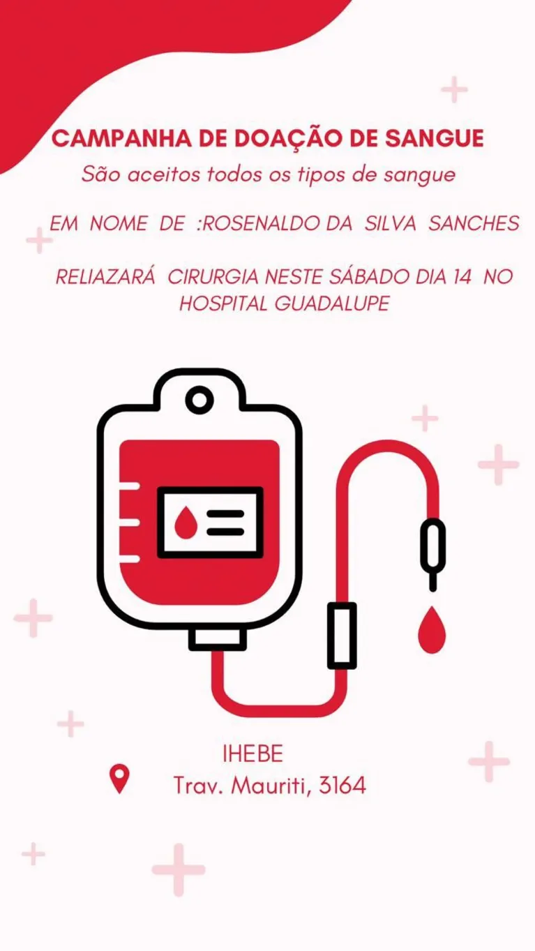 Idoso precisa de doação de sangue em Belém