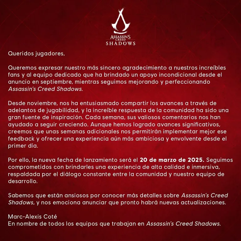 Ubisoft adia Assassin's Creed Shadows novamente