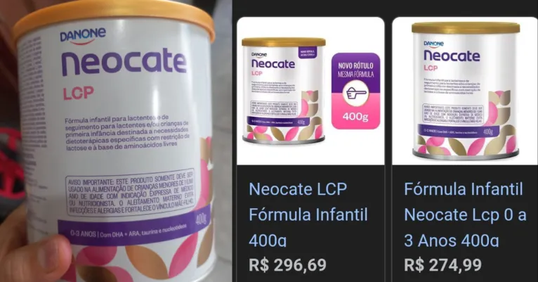 Fórmula Neocate, que custa R$ 296,99 a unidade.