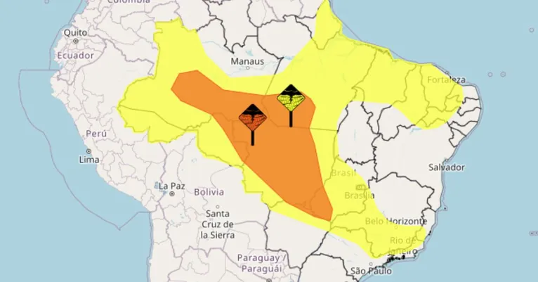 Sistema de alertas do INMET também aponta para chuvas mais perigosas no sudoeste do estado